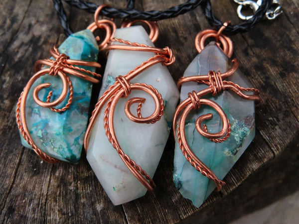 Jade & outlet Onyx Copper Wire Wrapped Pendant