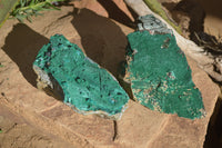 Natural Crystalline Malachite Specimens  x 2 From Congo