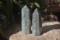 Polished Banded Green Fuchsite Quartz Points  x 2 From Madagascar