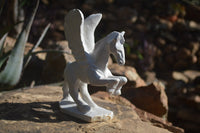 Polished White Marble Pegasus Carving x 1 From Zimbabwe