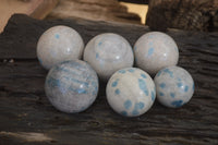 Polished Blue Spotted Spinel Quartz Spheres x 6 From Madagascar