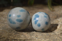 Polished Blue Spotted Spinel Quartz Spheres x 6 From Madagascar