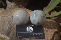 Polished Blue Spotted Spinel Quartz Spheres x 6 From Madagascar