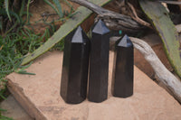 Polished Black Basalt Points  x 3 From Madagascar