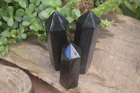 Polished Black Basalt Points  x 3 From Madagascar