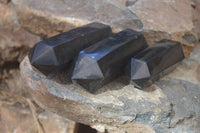 Polished Black Basalt Points  x 3 From Madagascar