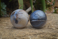 Polished Banded Agate Spheres  x 2 From West Coast, Madagascar