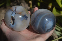 Polished Banded Agate Spheres  x 2 From West Coast, Madagascar