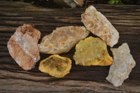 Natural Golden Limonite Quartz Clusters x 6 From Zambia