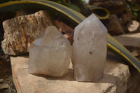 Polished Large Smokey Quartz Crystals x 2 From Angola