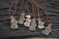 Polished Copper Wire Wrapped Leopardstone Eagle Pendants  x 6 From Zimbabwe