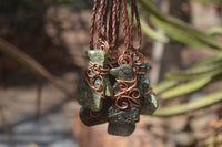 Polished Copper Wire Wrapped Leopardstone Eagle Pendants  x 6 From Zimbabwe