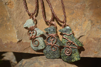 Polished Copper Wire Wrapped Leopardstone Eagle Pendants  x 6 From Zimbabwe