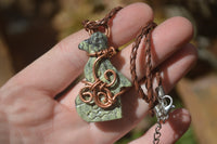 Polished Copper Wire Wrapped Leopardstone Eagle Pendants  x 6 From Zimbabwe