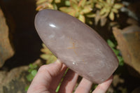 Polished Rose Quartz Standing Free Forms x 3 From Madagascar