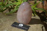 Polished Rose Quartz Standing Free Forms x 3 From Madagascar