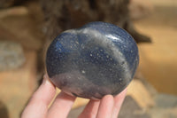 Polished Blue Lazulite Hearts  x 4 From Madagascar