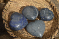 Polished Blue Lazulite Hearts  x 4 From Madagascar