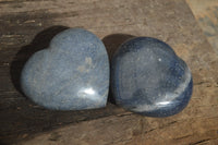 Polished Blue Lazulite Hearts  x 4 From Madagascar