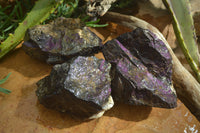 Natural Metallic Purpurite Cobbed Specimens x 3 From Erongo, Namibia