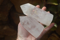 Polished Clear Quartz Points x 3 From Madagascar