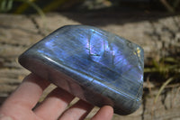 Polished Rare Purple Flash Labradorite Standing Free Forms x 3 From Tulear, Madagascar