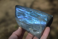 Polished Rare Purple Flash Labradorite Standing Free Forms x 3 From Tulear, Madagascar