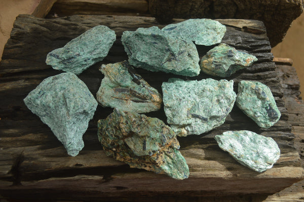 Natural Blue Kyanite Crystals In Green Fuchsite Matrix Specimens  x 11 From Karoi, Zimbabwe