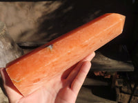 Polished Large Orange Twist Calcite Tower x 1 From Maevantanana, Madagascar