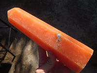 Polished Large Orange Twist Calcite Tower x 1 From Maevantanana, Madagascar