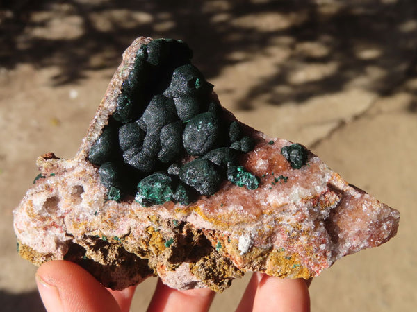 Natural Rare Ball Malachite On Drusy Quartz & Dolomite Specimens x 2 From Congo