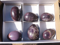 Polished Purple Lepidolite Eggs  x 6 From Zimbabwe