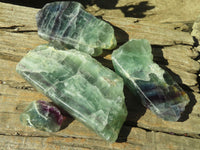 Polished One Side Polished Watermelon Fluorite Pieces  x 3 From Uis, Namibia