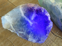 Polished One Side Polished Watermelon Fluorite Pieces  x 3 From Uis, Namibia