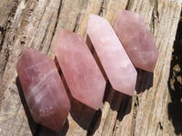 Polished Double Terminated Rose Quartz Points x 4 From Antsirabe, Madagascar