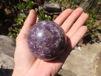 Polished Purple Lepidolite Spheres  x 3 From Madagascar