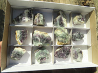 Natural Rough Watermelon Fluorite Cobbed Specimens  x 12 From Uis, Namibia