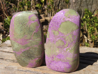 Polished Stichtite & Serpentine Standing Free Forms x 2 From Barberton, South Africa