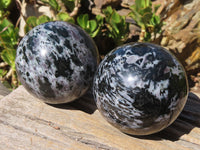 Polished Merlinite Gabbro Spheres  x 2 From Ambatondrazaka, Madagascar