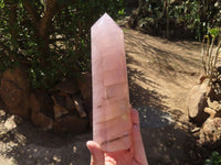 Polished Large Rose Quartz Point x 1 From Antsirabe, Madagascar