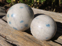 Polished Small Blue Spotted Spinel Quartz Spheres x 6 From Madagascar