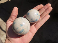 Polished Small Blue Spotted Spinel Quartz Spheres x 6 From Madagascar