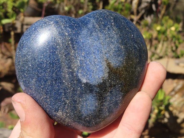 Polished Blue Lazulite Hearts  x 4 From Madagascar