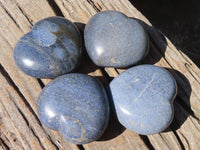 Polished Blue Lazulite Hearts  x 4 From Madagascar