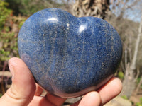 Polished Blue Lazulite Hearts  x 4 From Madagascar