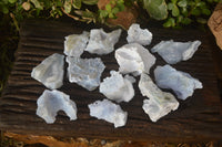 Natural Etched Blue Chalcedony Specimens  x 12 From Nsanje, Malawi