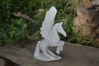 Polished White Marble Pegasus Carving x 1 From Zimbabwe