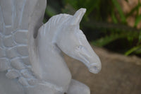 Polished White Marble Pegasus Carving x 1 From Zimbabwe