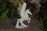 Polished White Marble Pegasus Carving x 1 From Zimbabwe