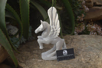 Polished White Marble Pegasus Carving x 1 From Zimbabwe